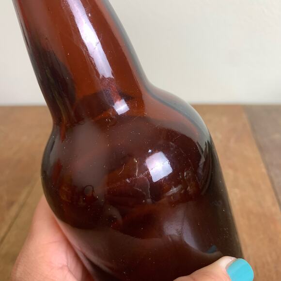 Obear-Nester Glass Co East St. Louis Illinois Brown Amber Beer Soda Pop Bottle - Picture 4 of 10